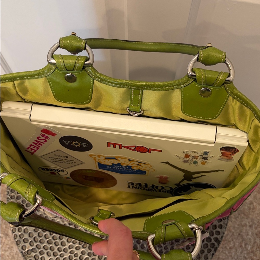 Y2K Coach Pink Lime Green Bleecker Patchwork Tote Bag 🩷🍋‍🟩 - Picture 13 of 14